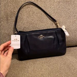 Coach Midnight Leather Zip Top Wristlet
